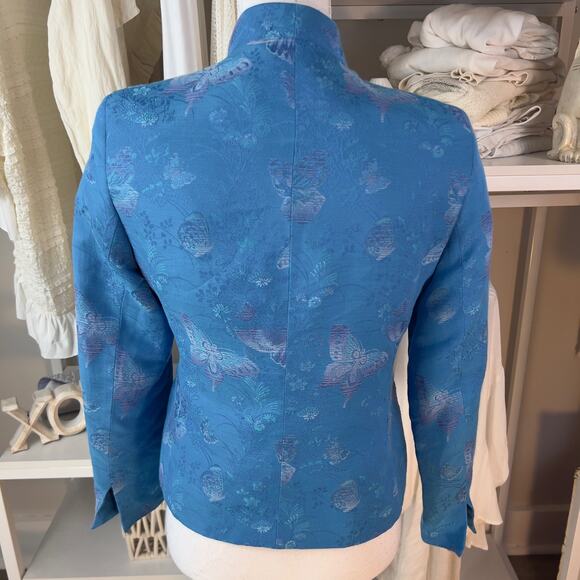 Austin Reed Petites women's size 4 blue blazer jacket, butterflies, #1834 - Picture 7 of 10